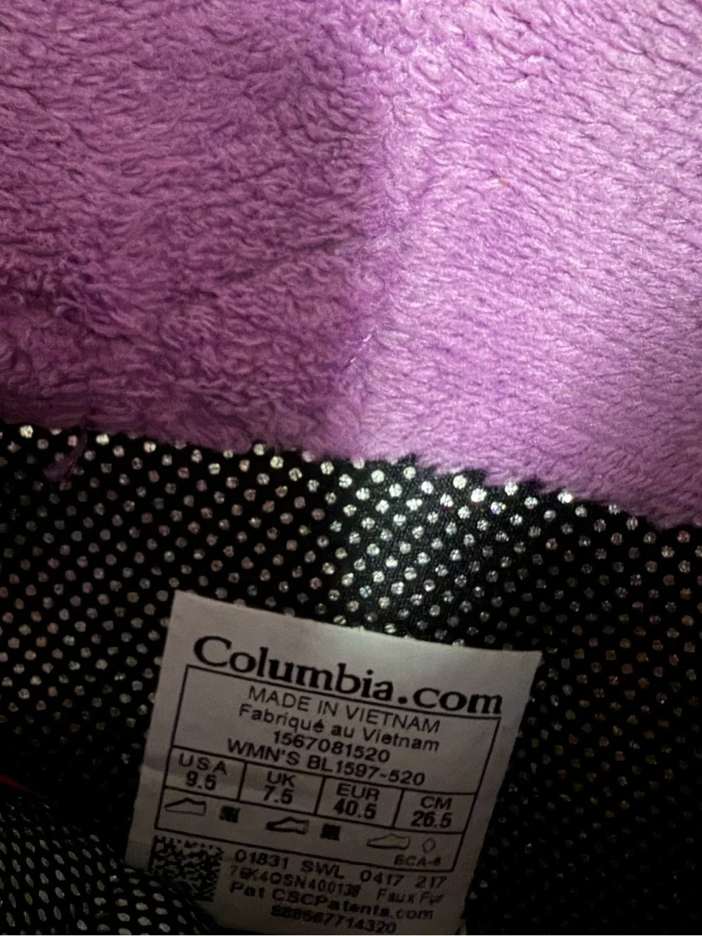 Columbia Women's Quilted Winter Boots in Plum 9.5
